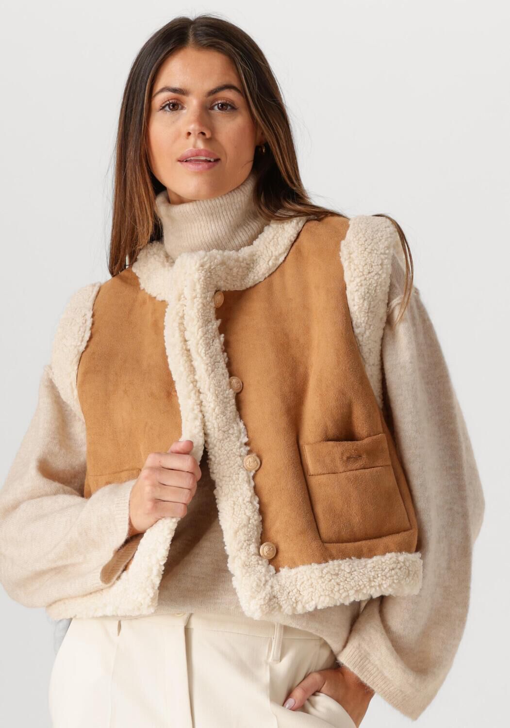 Suncoo Elegante Camel Vest voor Vrouwen Brown Dames