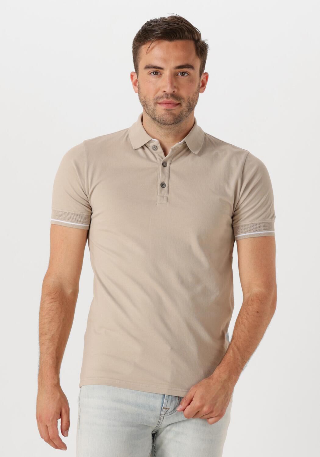 GENTI Heren Polo's & T-shirts Polo 3 Button Ss J2001-1212 Beige