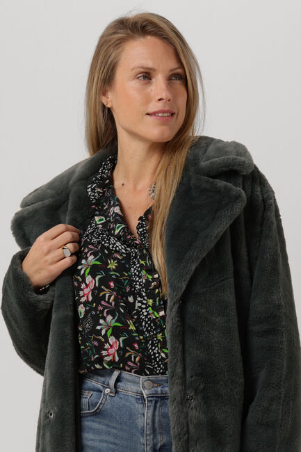 Donkergroene NOTRE-V Faux fur jas FUR LONG COAT - large