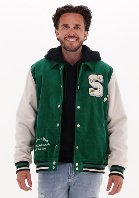 Groene SCOTCH & SODA Jack CORDUROY COLLEGE JACKET WITH WOOL-BLEND SLEEVES - large