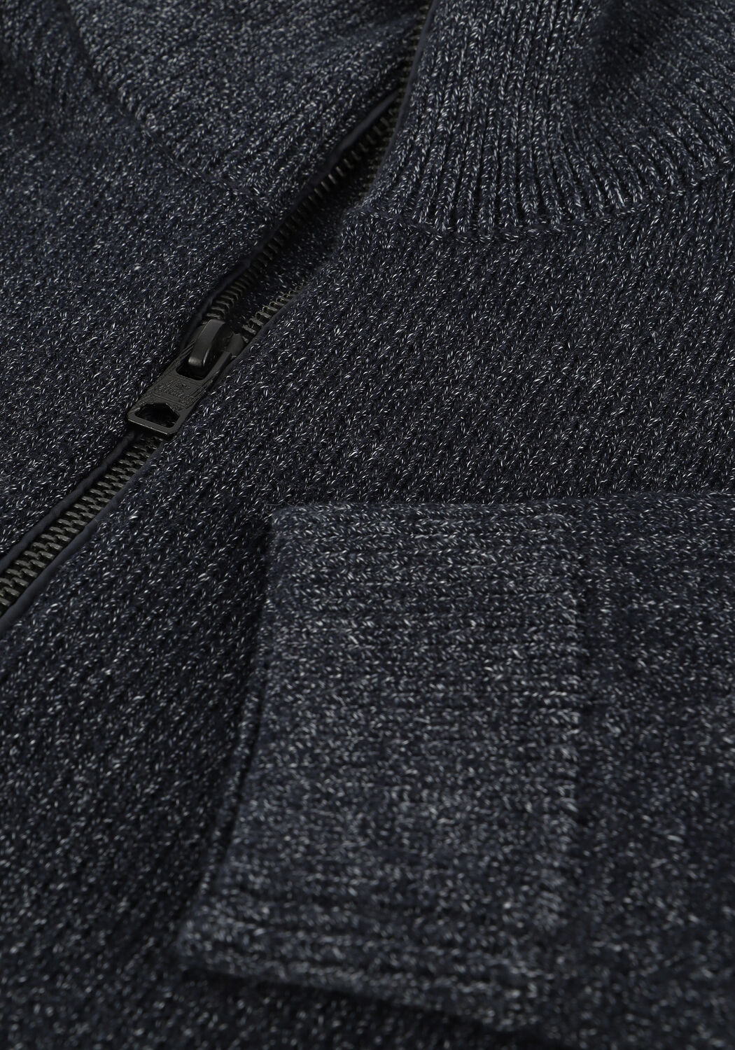Donkerblauwe VANGUARD Trui HALF ZIP COLLAR COTTON GRINDLE - large