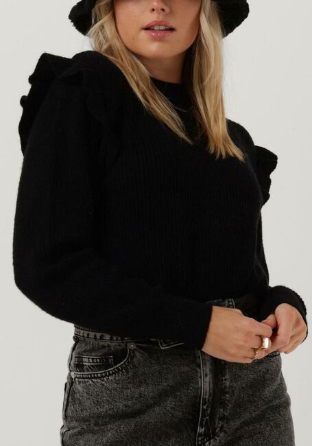 Zwarte OBJECT Trui MALENA L/S RUFFLE PULLOVER - large