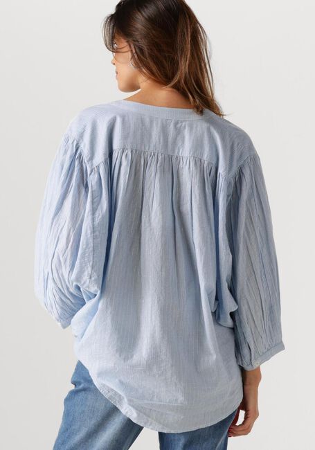 Lichtblauwe SUMMUM Blouses OVERSIZED BLOUSE MICRO STRIPE - large