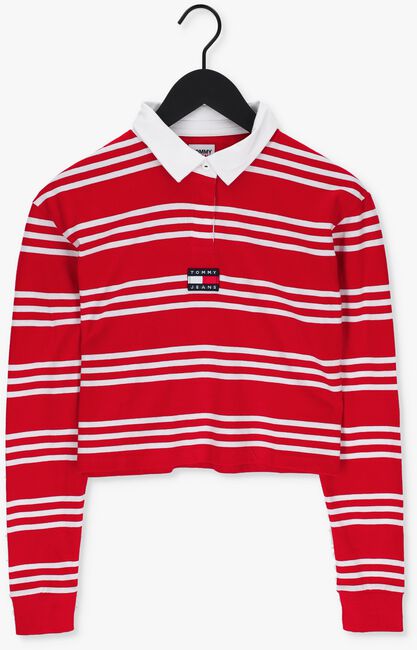 Rode TOMMY JEANS  TJW BXY CROP BADGE STRIPES POLO - large