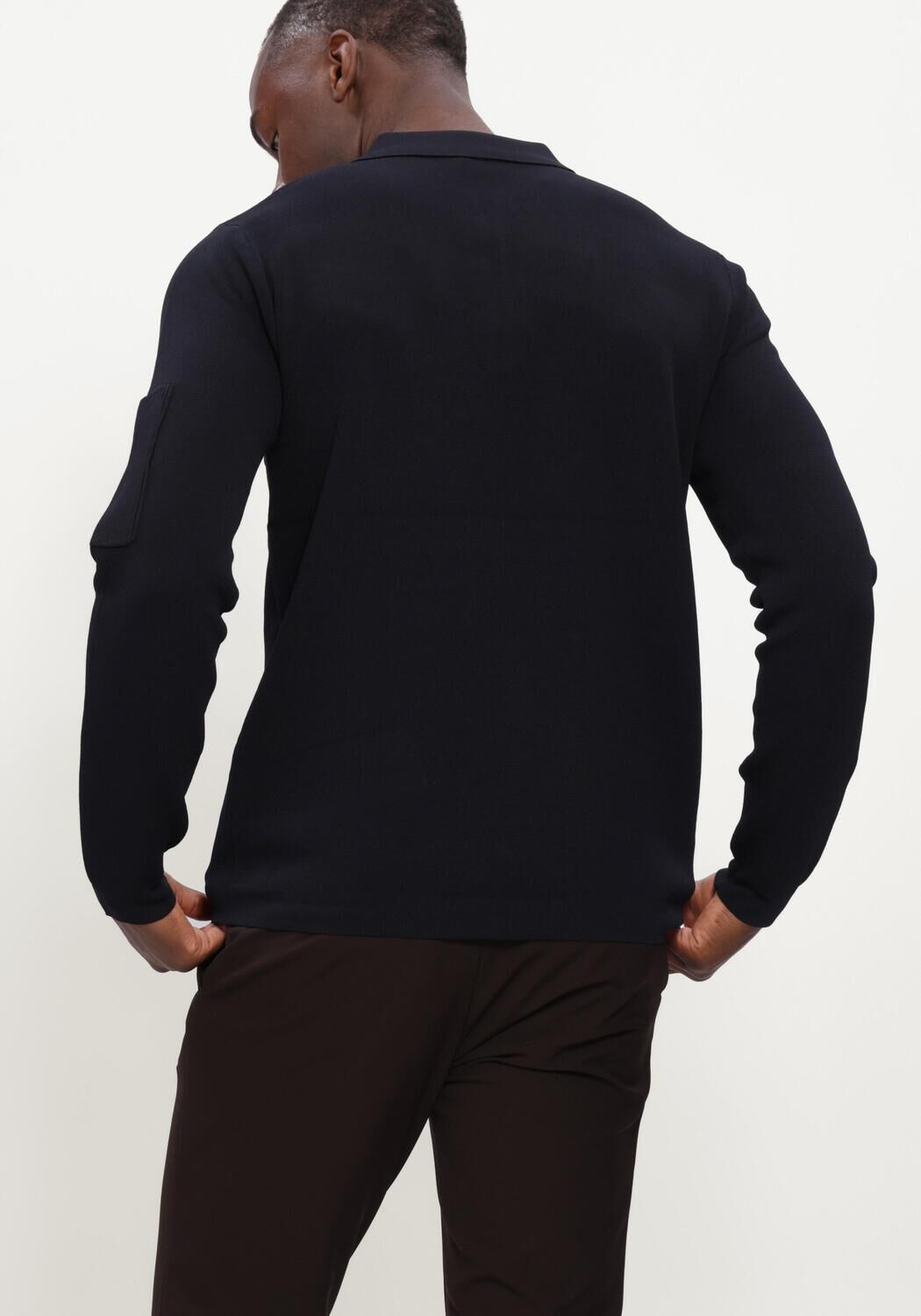Donkerblauwe GENTI Trui POLO ZIP LS - large