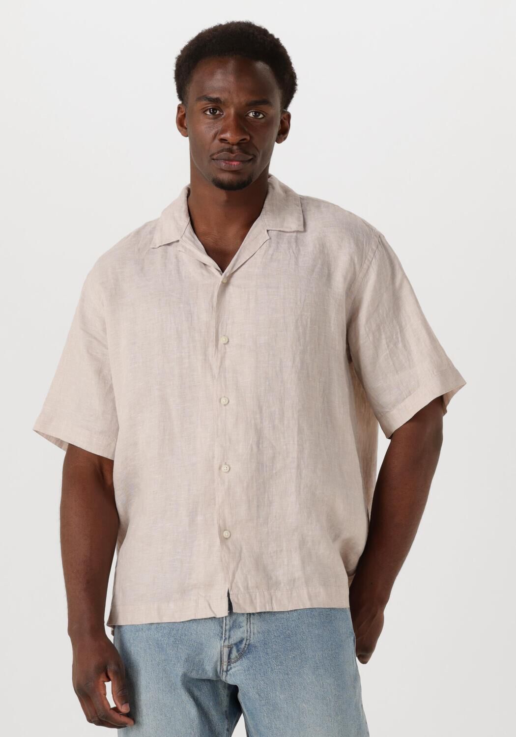 SELECTED HOMME Heren Overhemden Slhregkylian Ss Shirt Resort Beige