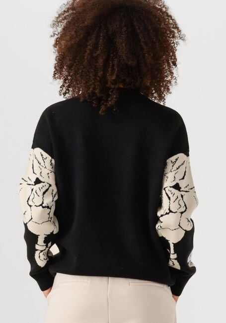 Zwarte OBJECT Trui OBJRAY LO L/S KNIT PULLOVER AOP - large
