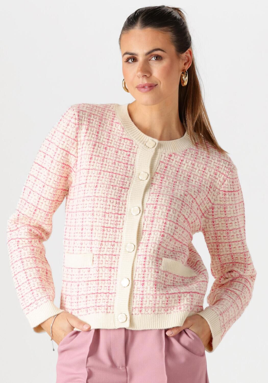Y.A.S. Dames Truien & Vesten Yaslivia Ls Short Knit Cardigan Roze