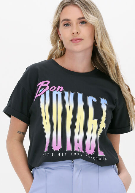 Zwarte COLOURFUL REBEL T-shirt BON VOYAGE BOXY TEE - large