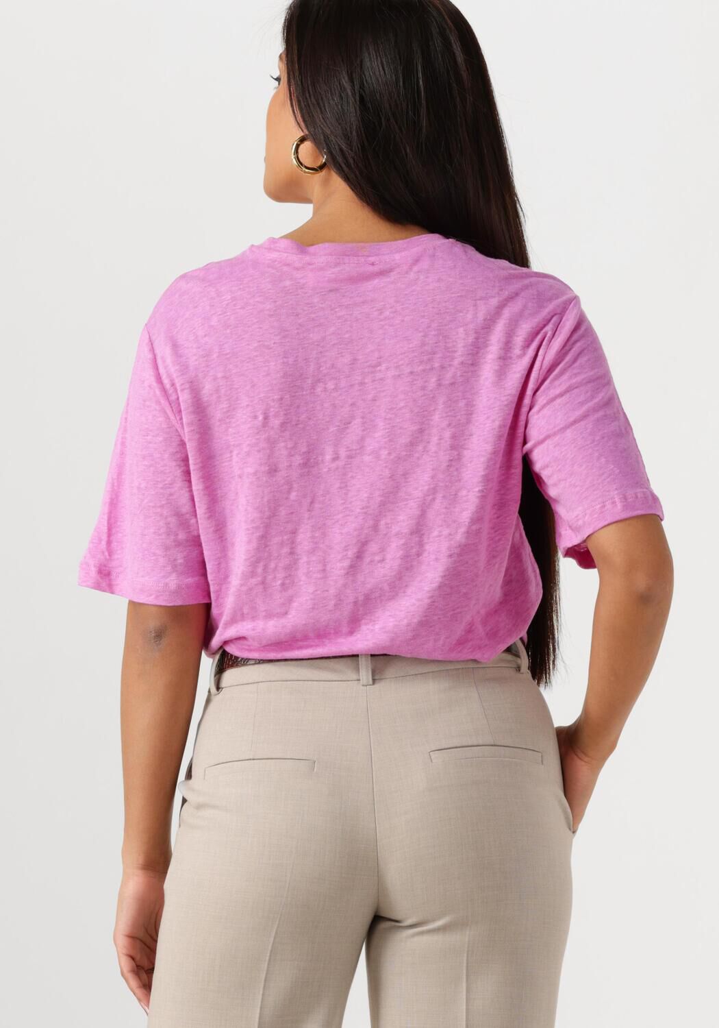 SELECTED FEMME Dames Tops & T-shirts Slfvilja Linen Ss Tee Roze