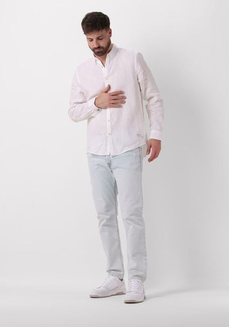 Witte SCOTCH & SODA Casual overhemd LINEN SHIRT WITH ROLL-UP - large