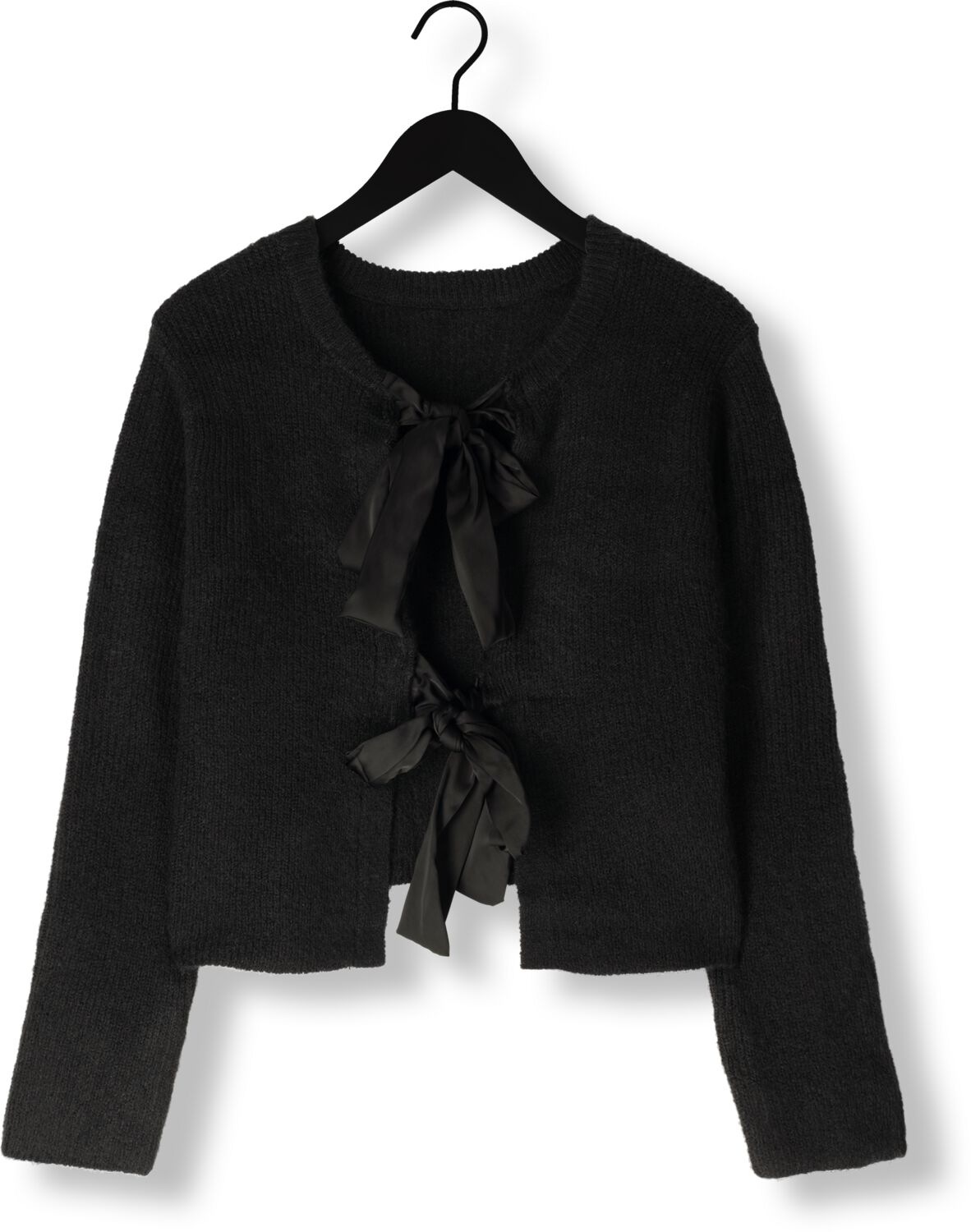 OBJECT Dames Truien & Vesten Objparvi Sateen Bow Knit Cardigan Zwart