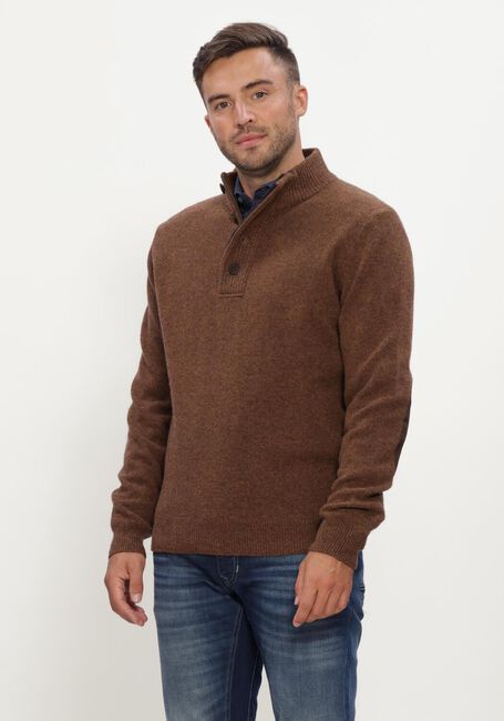 Beige BARBOUR Trui ESSENTIAL PATCH HALF ZIP KNITTED JUMPER - large