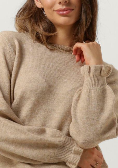 Beige Y.A.S. Trui YASBALIS LS O-NECK KNIT PULLOVER - large