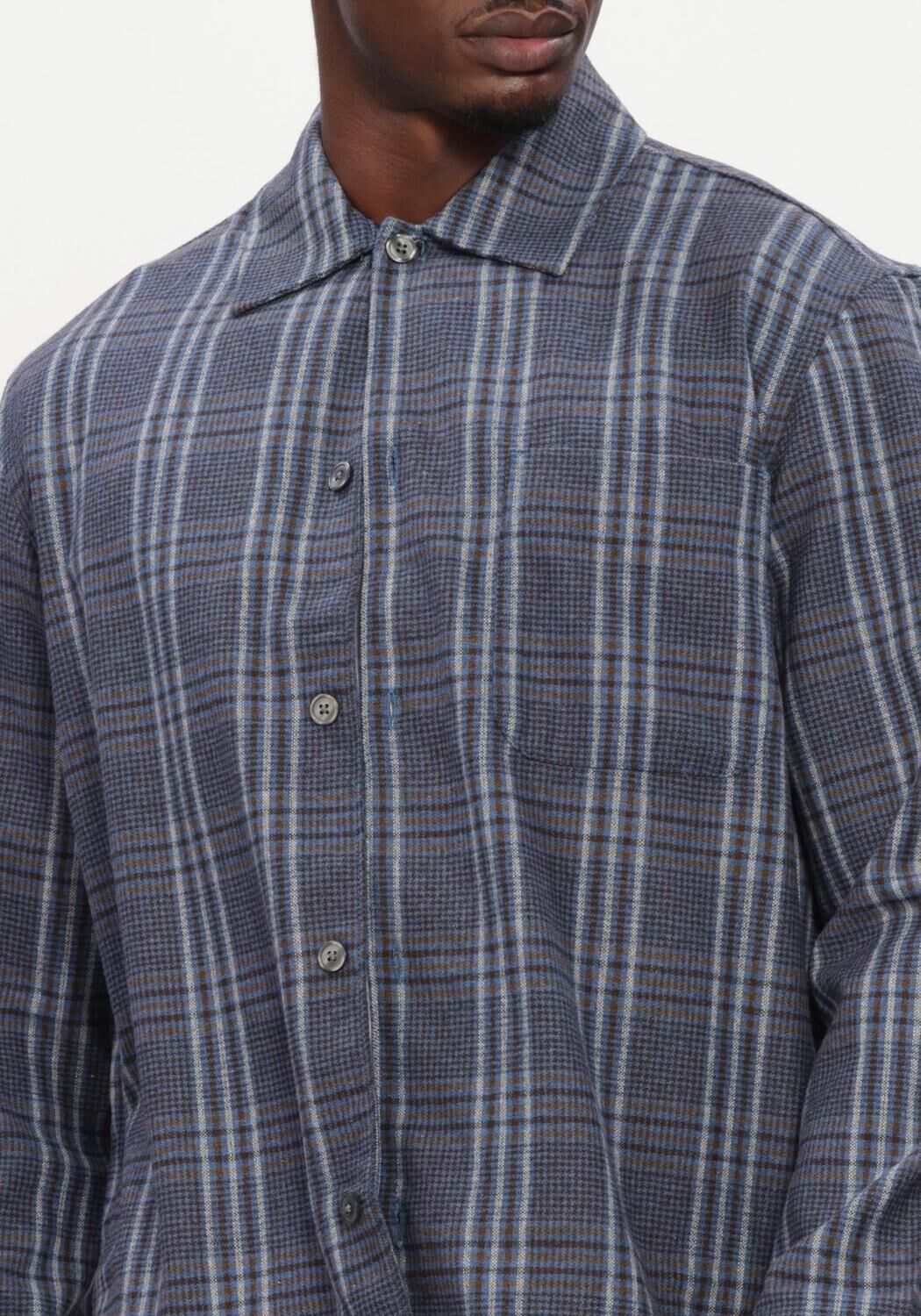 Blauwe SELECTED MEN Casual overhemd SLMRLXSVEND WT CHECK WOOL BLEND LIGHT OS - large