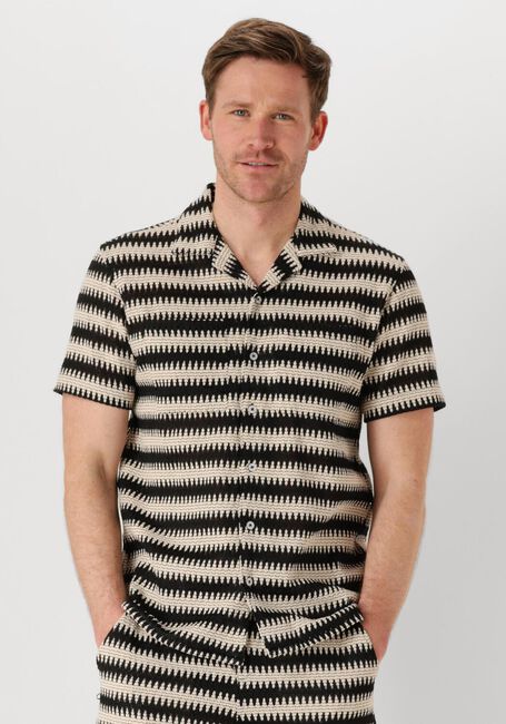 Zwarte ANERKJENDT Casual overhemd AKKURT STRUC STRIPE S/S SHIRT - large