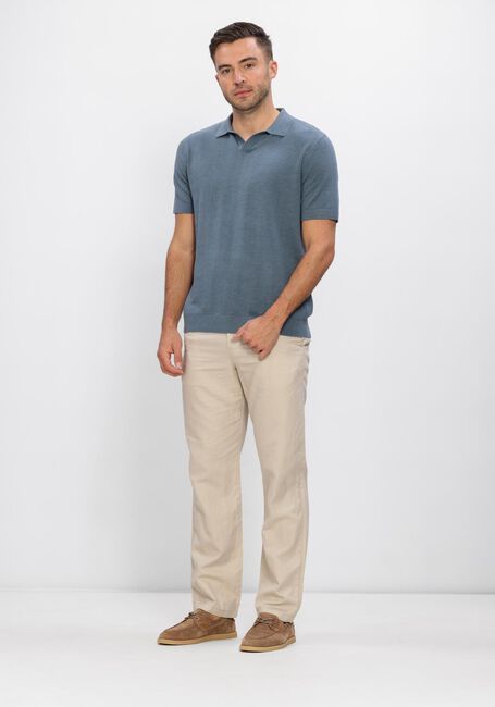 Blauwe SELECTED MEN Polo SLHMATTIS SS KNIT SUN OPEN POLO - large