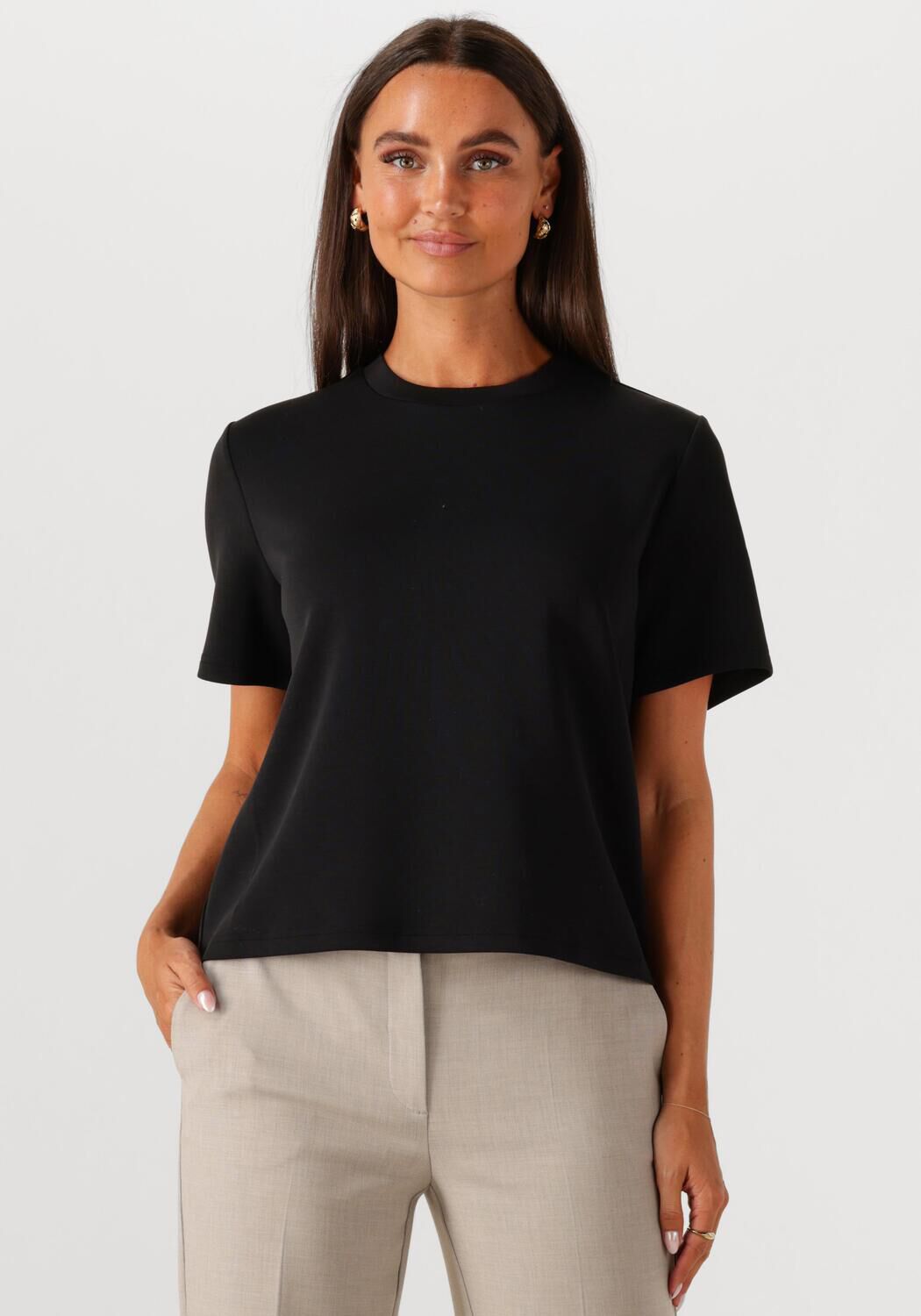 SELECTED FEMME Dames Tops & T-shirts Slftenny Ss Boxy O-neck Zwart