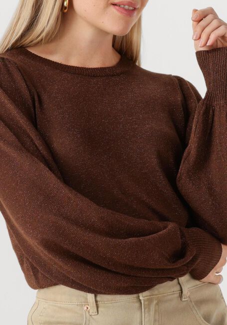 Bruine MINUS Top LIVA METALLIC LONG SLEEVE - large