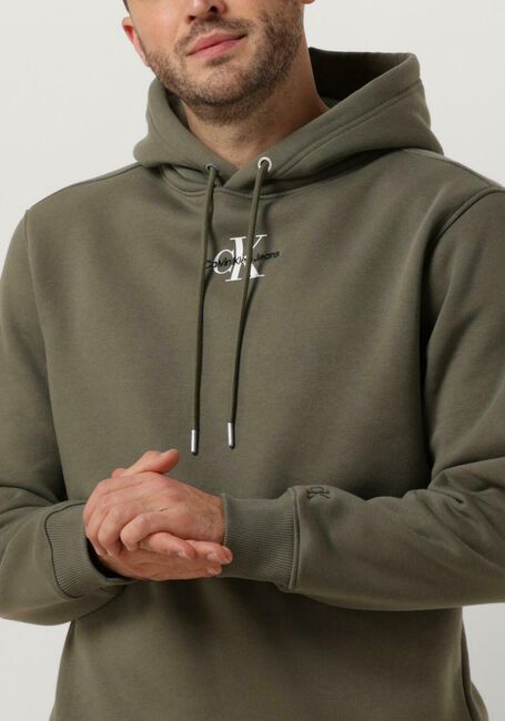 Olijf CALVIN KLEIN Sweater MONOLOGO HOODIE - large