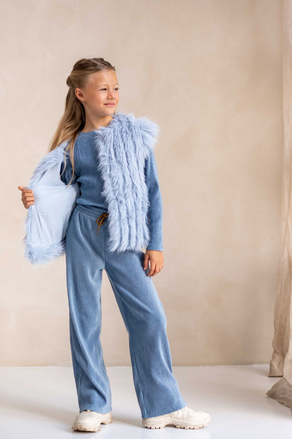 Blauwe LIKE FLO Tops & T-shirts ESMAY VELVET TOP - large