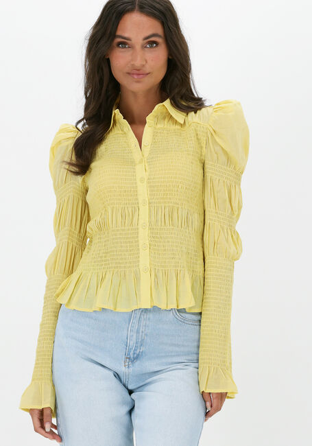 Gele NA-KD Blouses SMOCKED FRILL BLOUSE - large