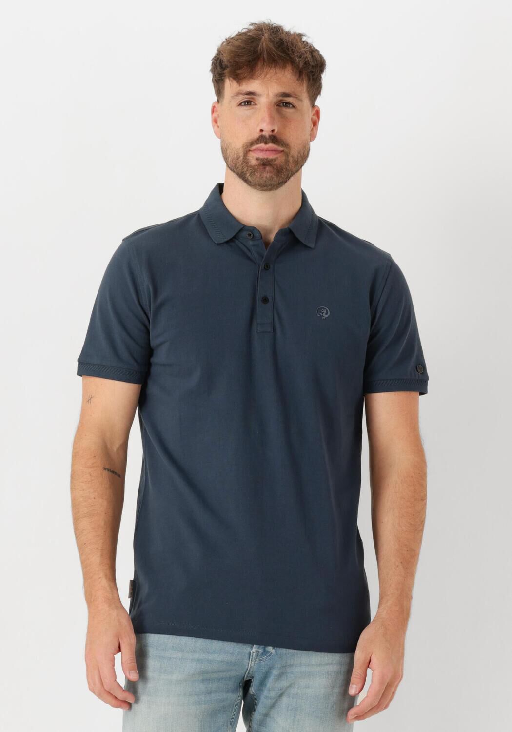 CAST IRON Heren Polo's & T-shirts Short Sleeve Polo Fine Pique Essential Blauw
