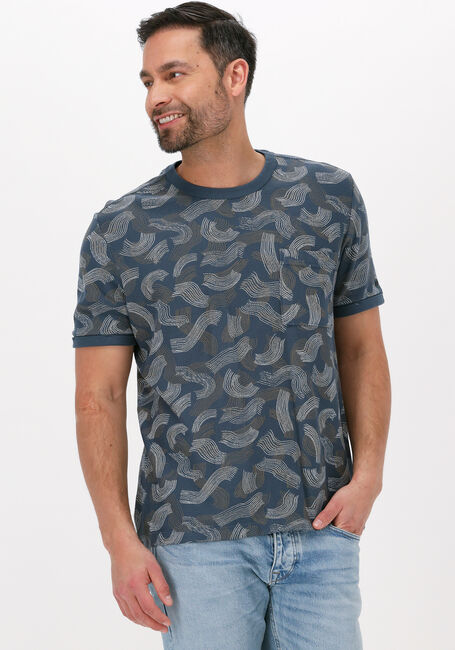 Donkerblauwe CAST IRON T-shirt SHORT SLEEVE R-NECK RELAXED FIT COTTON TWILL - large