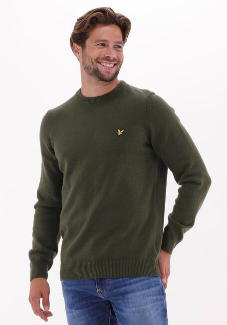 Olijf LYLE & SCOTT Trui CREW NECK LAMBSWOOL BLEND JUMPER - large