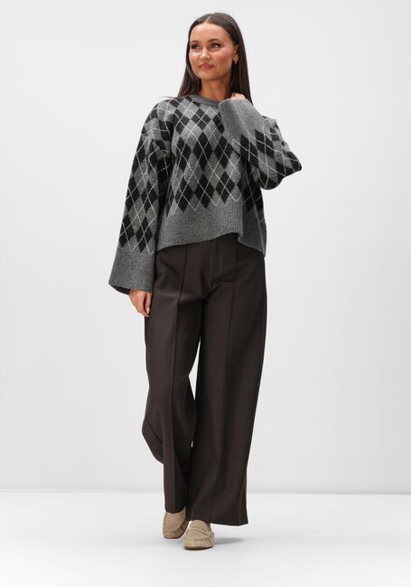 Bruine NEO NOIR Wijde broek TILIAN STRUCTURE PANTS - large