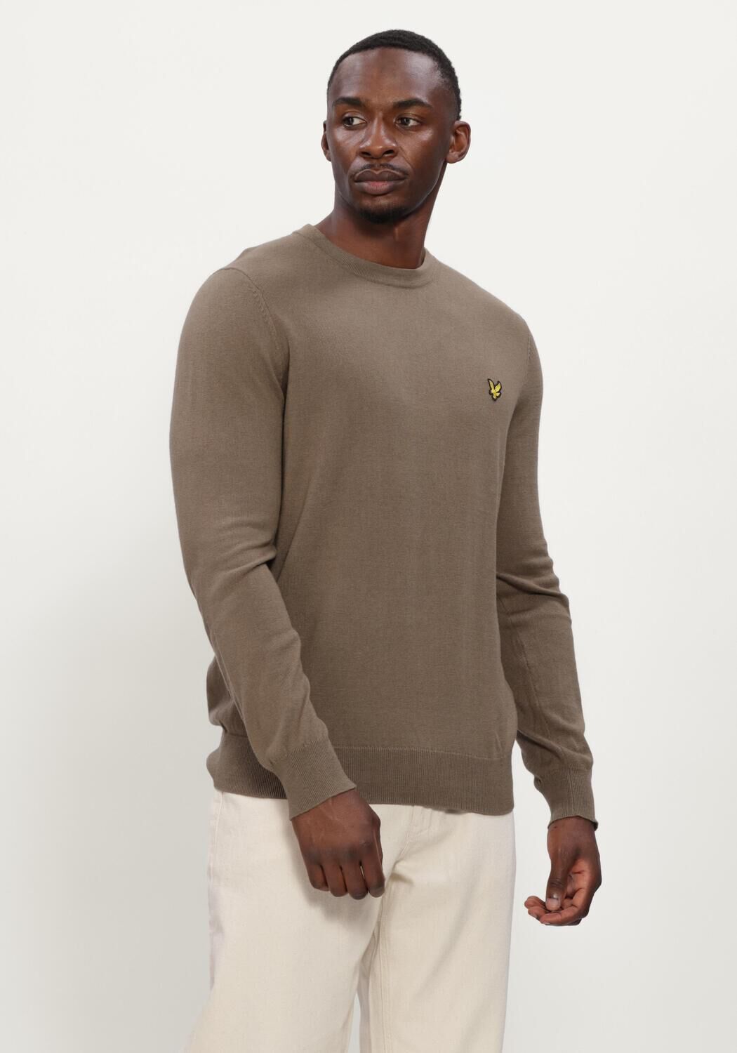 Lyle & Scott Heren Truien & Vesten Cotton Merino Crew Neck Jumper - Taupe