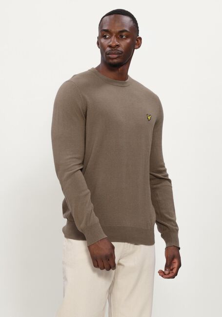 Taupe LYLE & SCOTT Trui COTTON MERINO CREW NECK JUMPER - large
