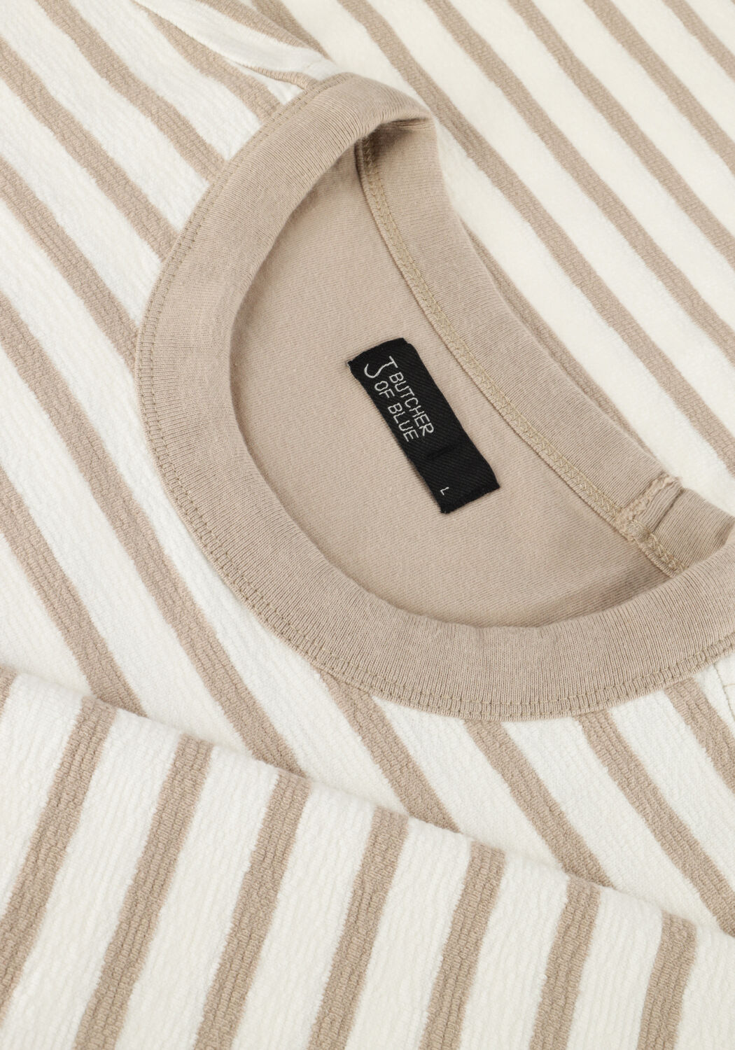 Beige BUTCHER OF BLUE Trui GASPARD STRIPE CREW - large