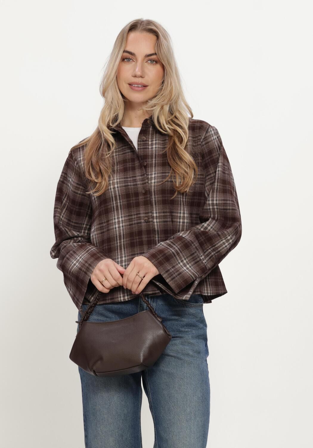 Bruine NEO NOIR Blouses JAYLIN FLANNEL CHECK SHIRT - large