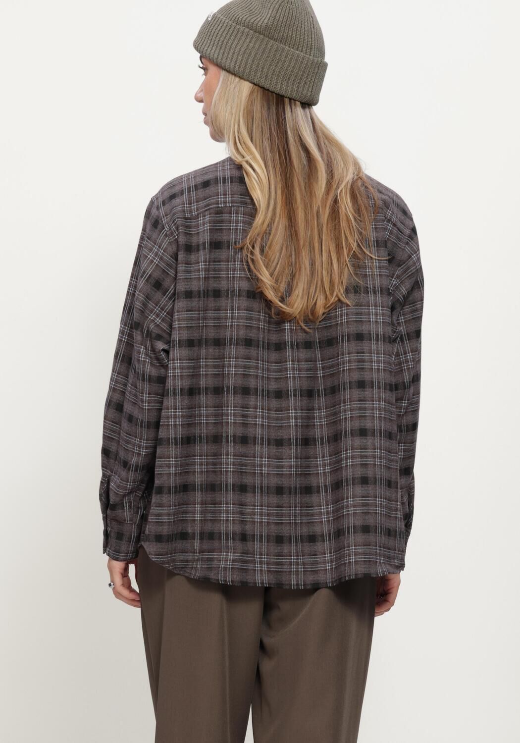 Grijze NEO NOIR Blouses DALMA FLANNEL CHECK SHIRT - large