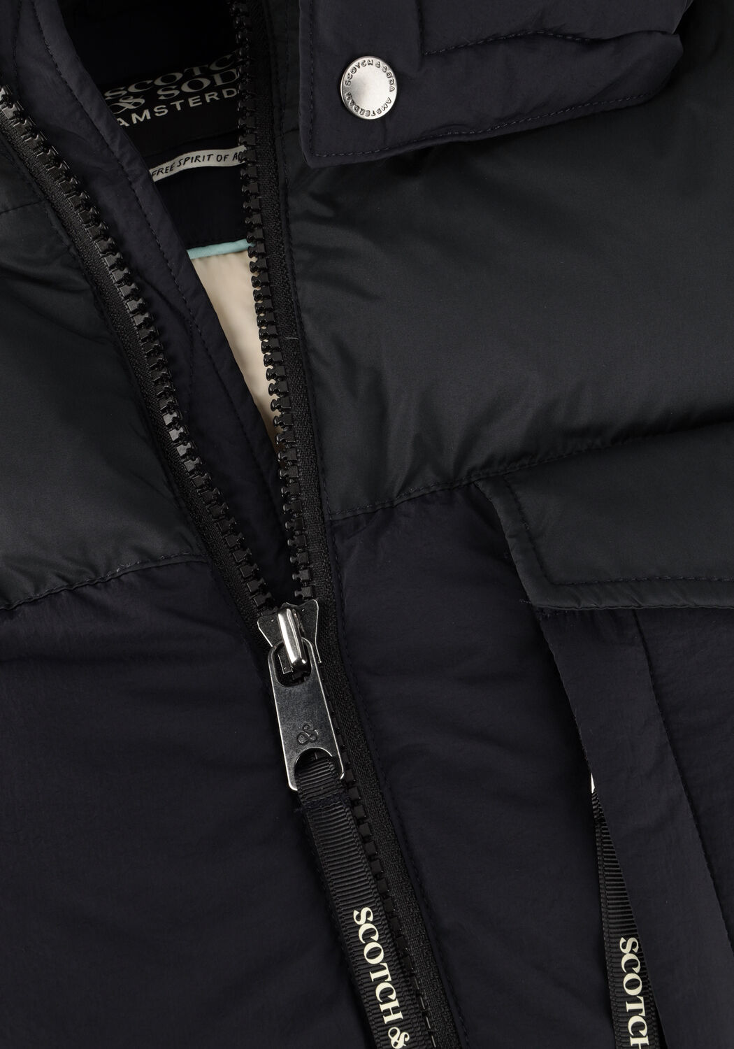 Zwarte SCOTCH & SODA Gewatteerde jas HOODED PUFFER JACKET - large