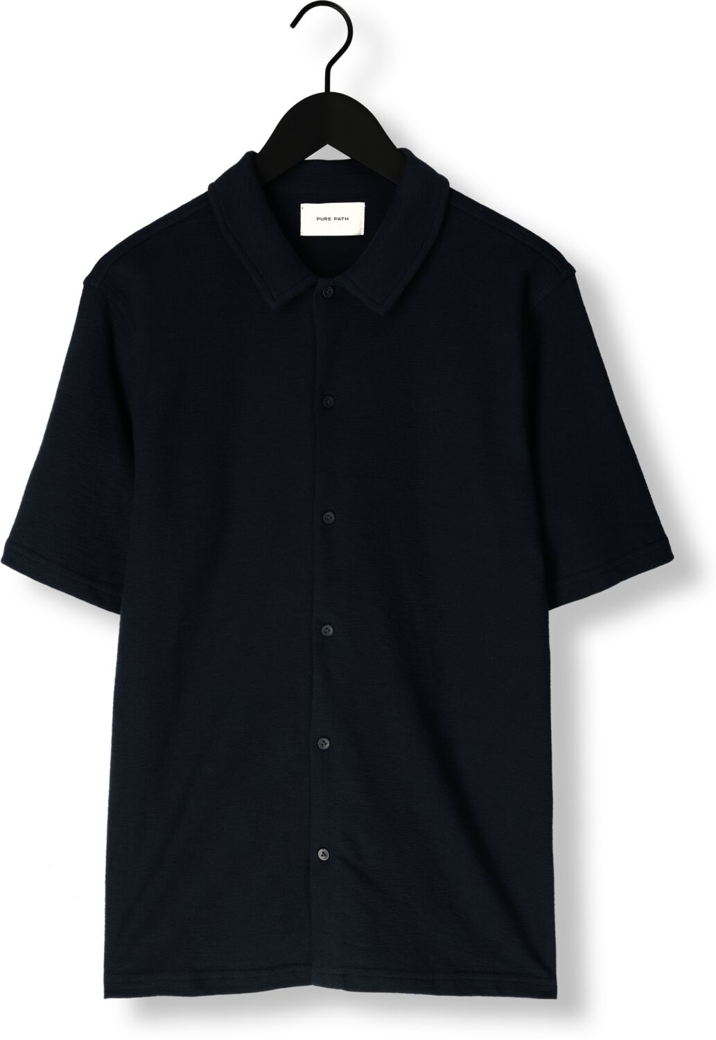 PURE PATH Heren Overhemden Shortsleeve Shirt Button Up Donkerblauw