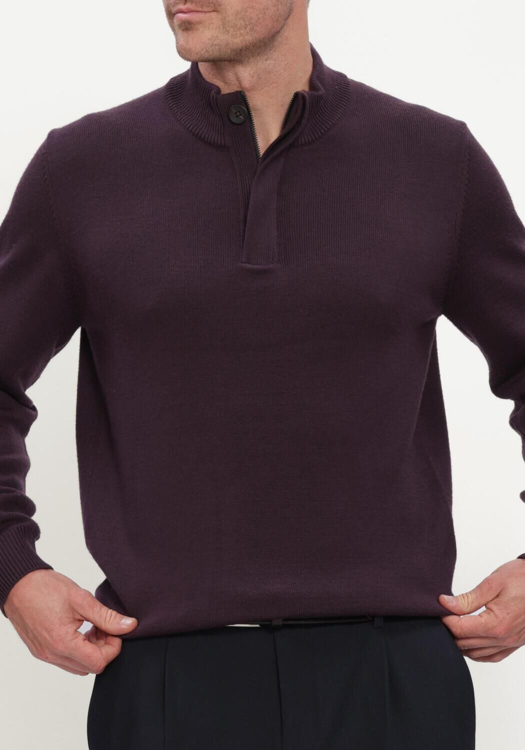 STEFANO LAURAN Heren Truien & Vesten Double Knit Zip Bordeaux