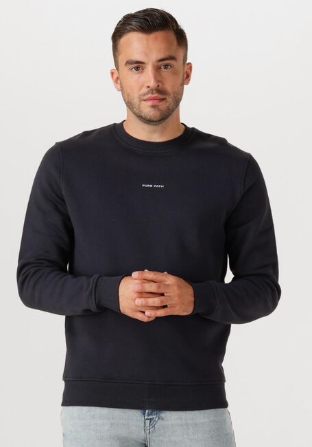 Donkerblauwe PURE PATH Sweater REGULAR FIT CREWNECK LS SWEATERS - large