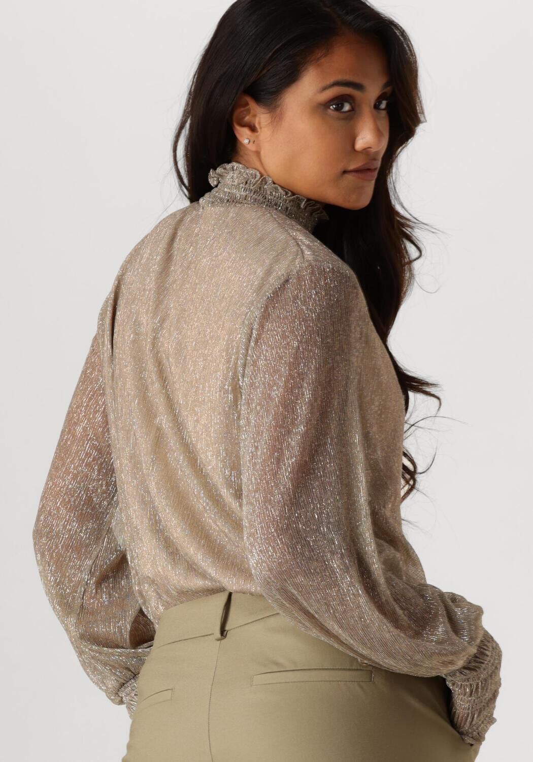 MOS MOSH Dames Blouses Ximena Glam Ls Blouse Beige