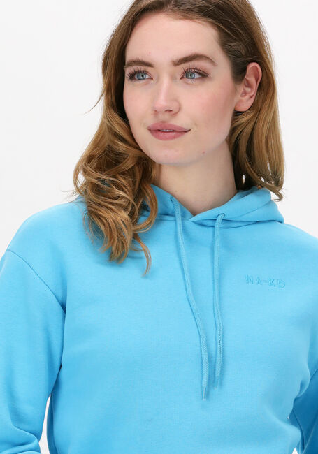 Blauwe NA-KD Sweater ORGANIC LOGO BASIC HOODIE - large