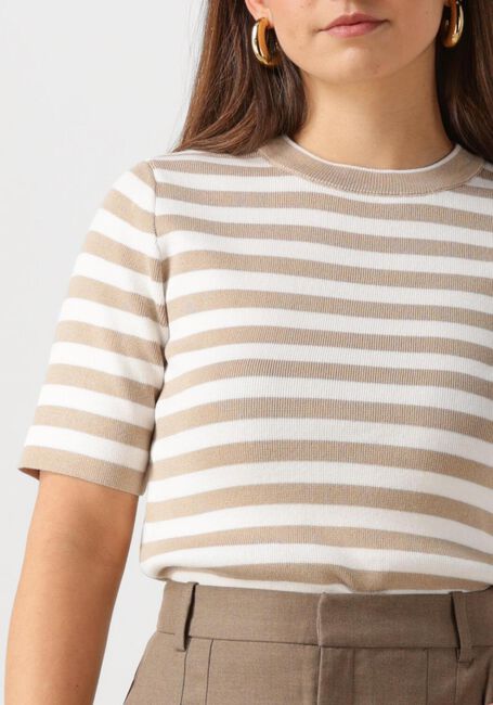 Witte OBJECT T-shirt OBJESTER S/S NEW KNIT PULLOVER - large
