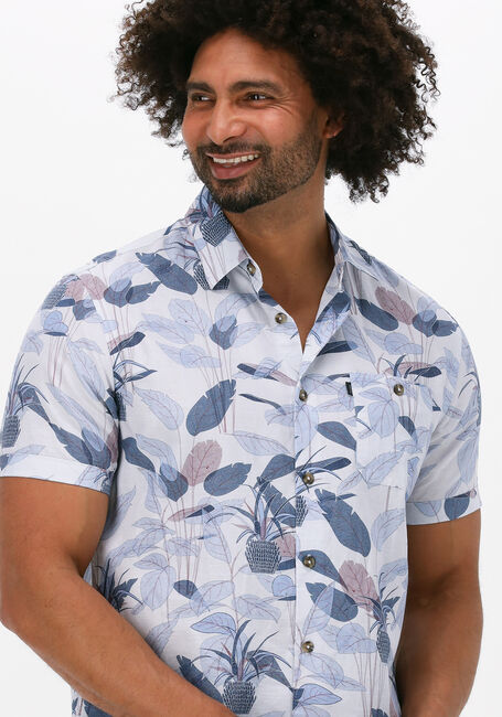 Gebroken wit VANGUARD Casual overhemd SHORT SLEEVE SHIRT LYOCELL COTTON LINEN FLATWEAVE - large