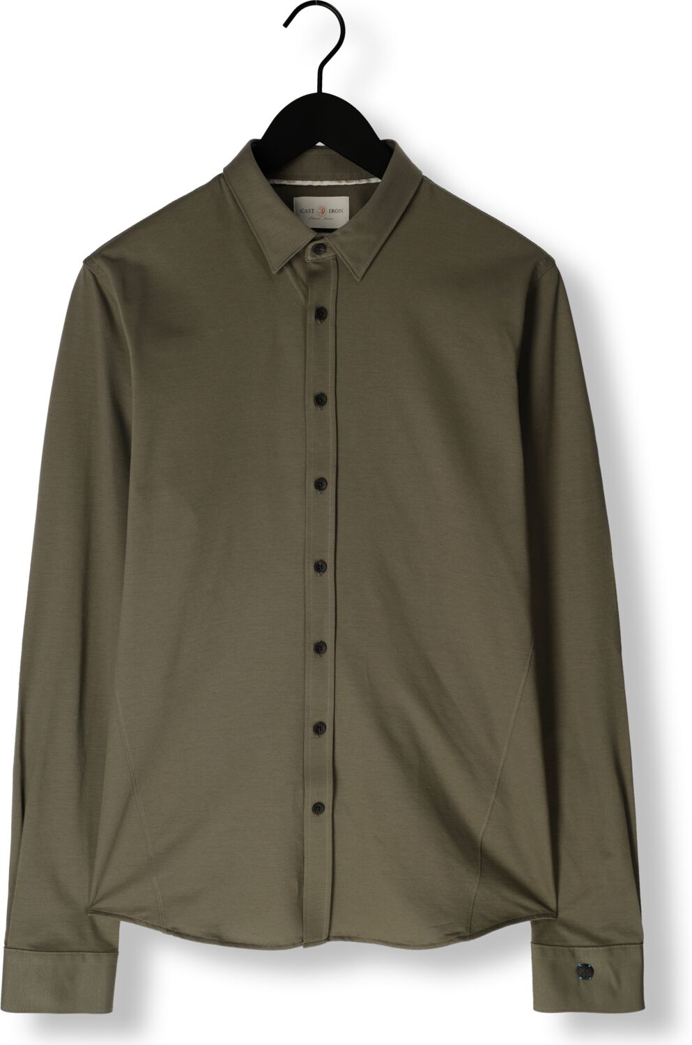 CAST IRON Heren Overhemden Long Sleeve Shirt Twill Jersey 2 Tone Groen