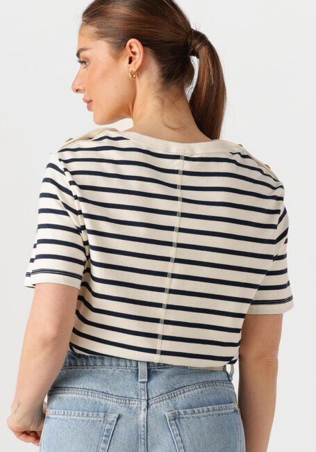 Ecru TOMMY HILFIGER T-shirt REG STRIPE GOLD BTN C-NK SS - large