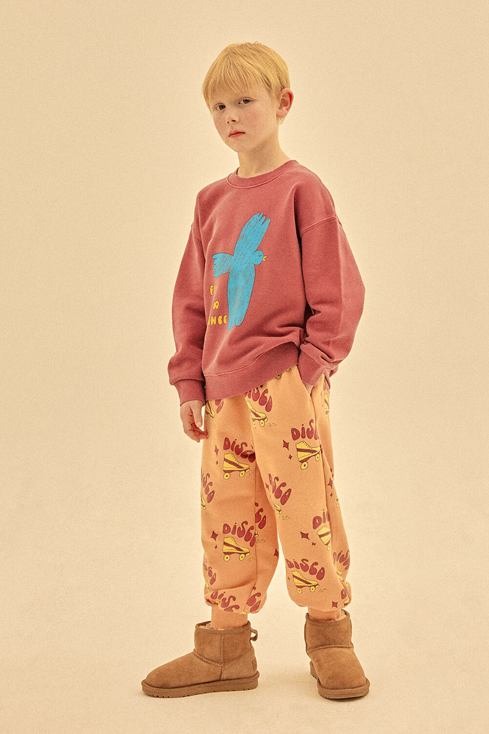 Bordeaux Jelly Mallow Trui FLYING BIRD PIGMENT SWEATSHIRT - large