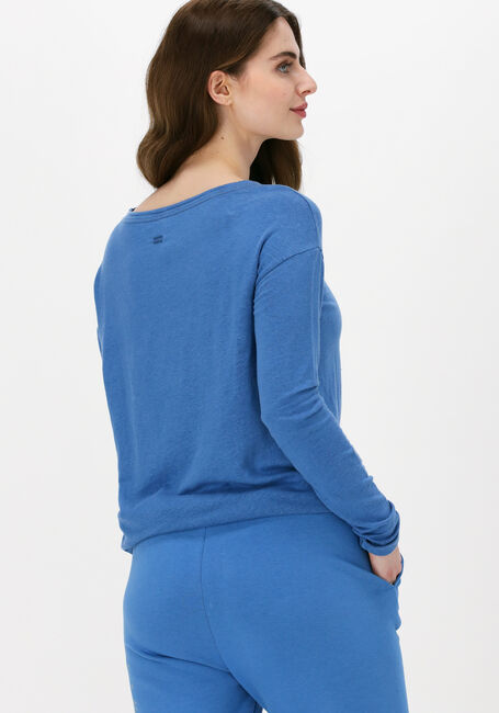Blauwe 10DAYS Longsleeves LONGSLEEVE TEE LINEN - large