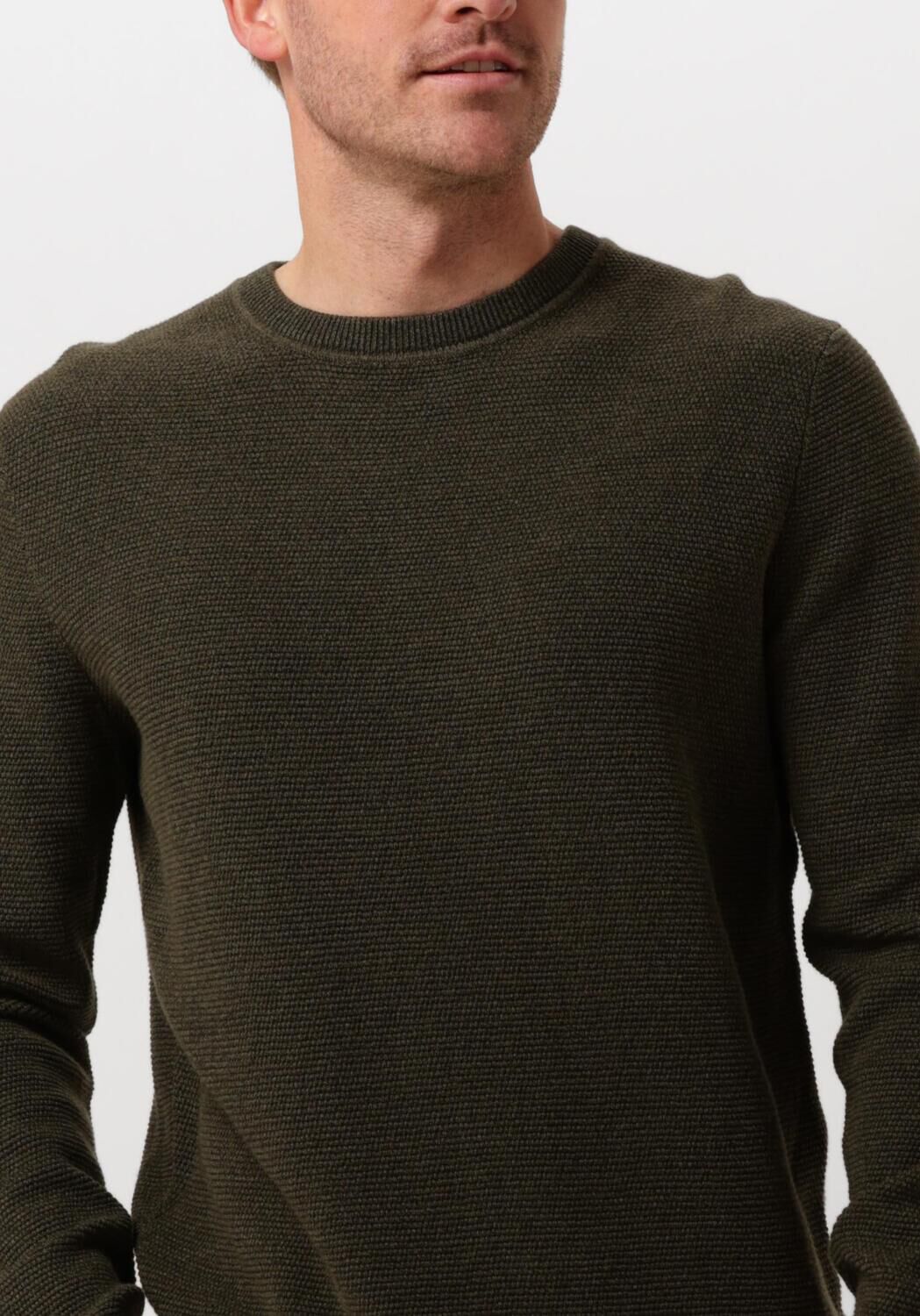 SELECTED HOMME Heren Truien & Vesten Slhross Ls Knit Structure Crew Neck Noos Groen