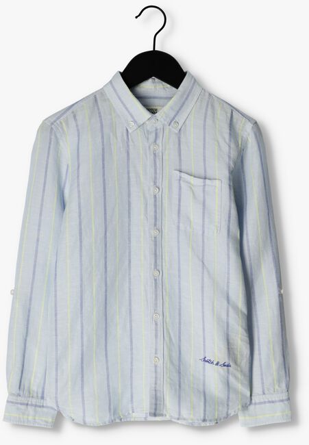 Blauw/wit gestreepte SCOTCH & SODA Casual overhemd YARN DYED LONG SLEEVE LINEN SHIRT - large