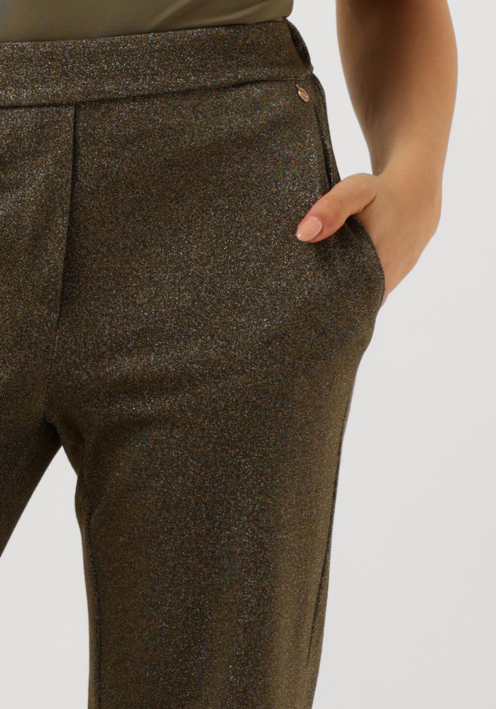 NUKUS Dames Broeken Britt Pants Lurex Olijf